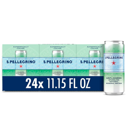 Unflavored S.Pellegrino sparkling mineral water cans