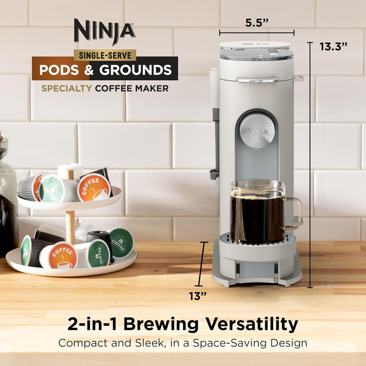 Ninja single serve brewer with built-in milk frother