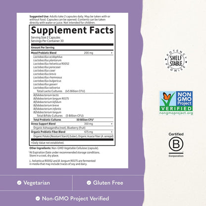 Mood support probiotic with ashwagandha and blueberries