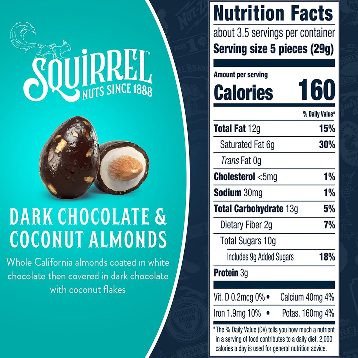 Roasted California almonds with dark chocolate and coconut