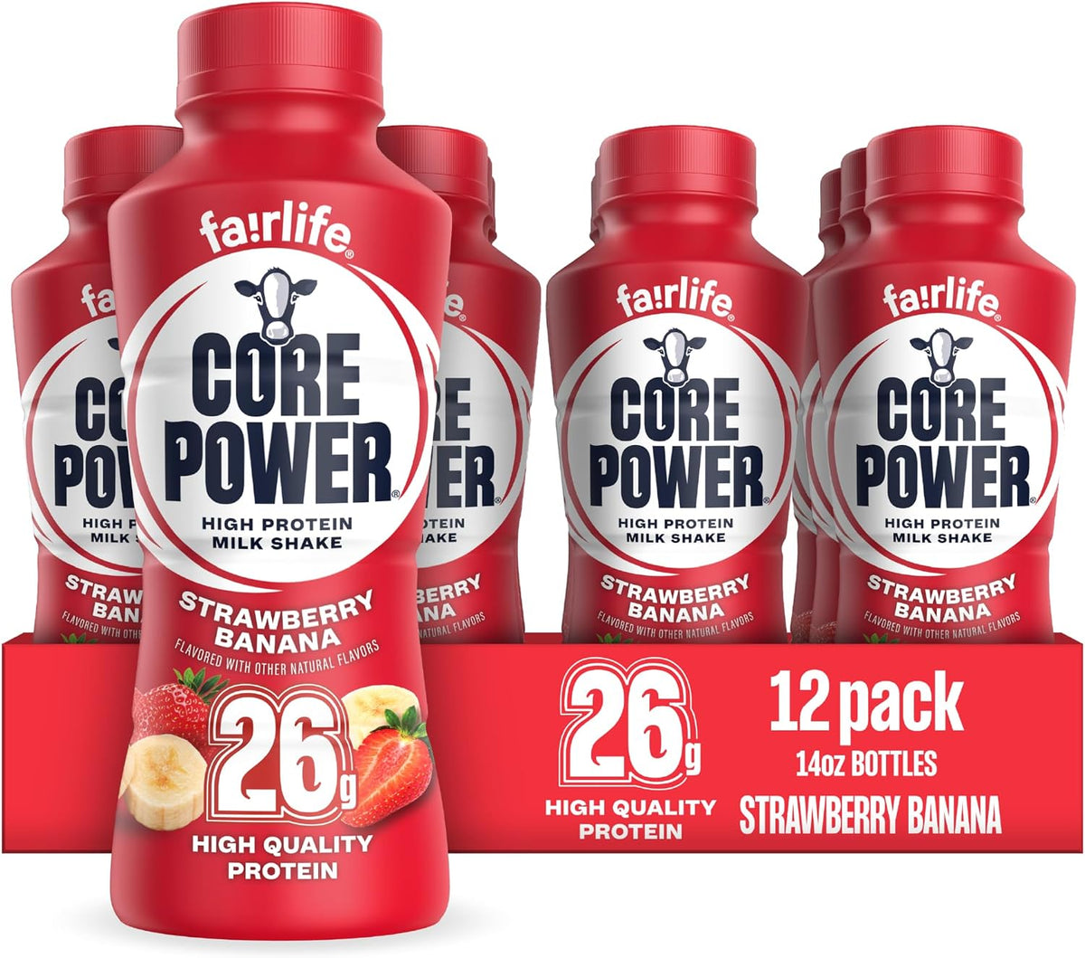 Core Power 26g protein milk shake bottle strawberry banana