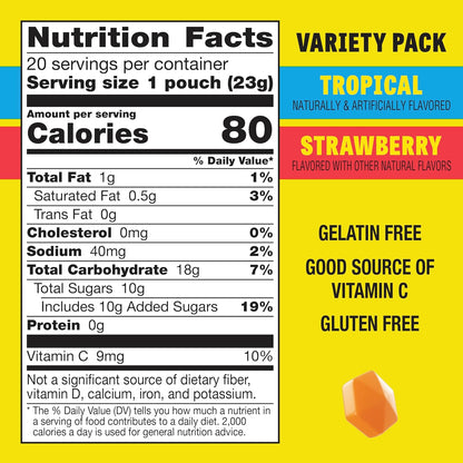 Tropical and Strawberry Gushers liquid center fruit snacks