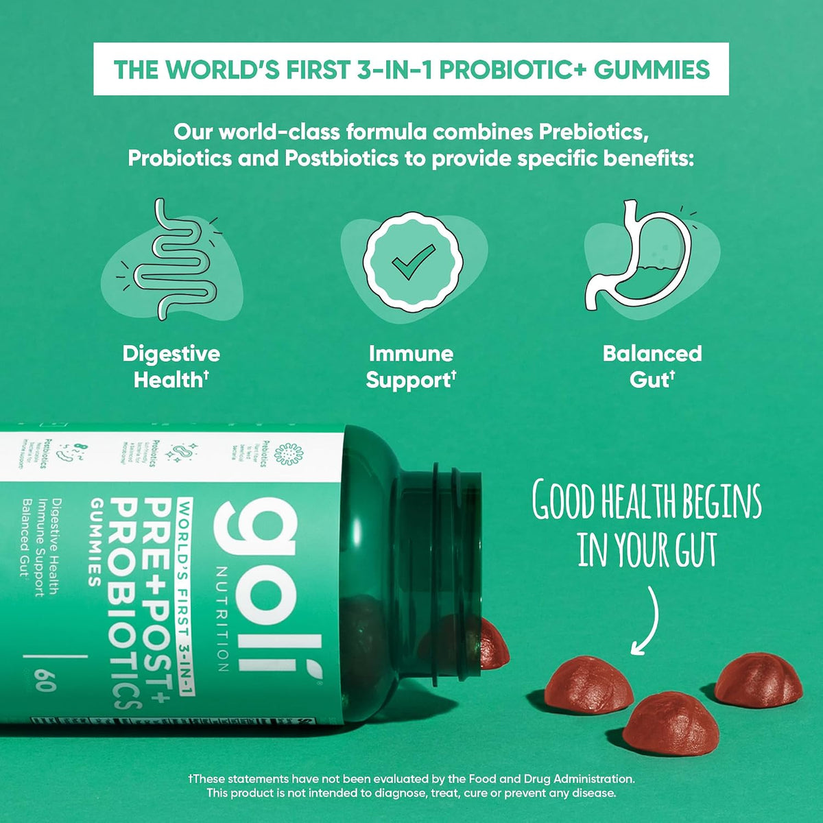 Goli postbiotic probiotic prebiotic gummy formula