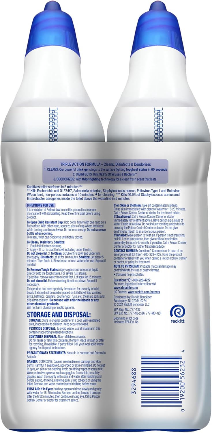 Toilet Bowl Cleaner Unisex Clinging Gel 24 oz