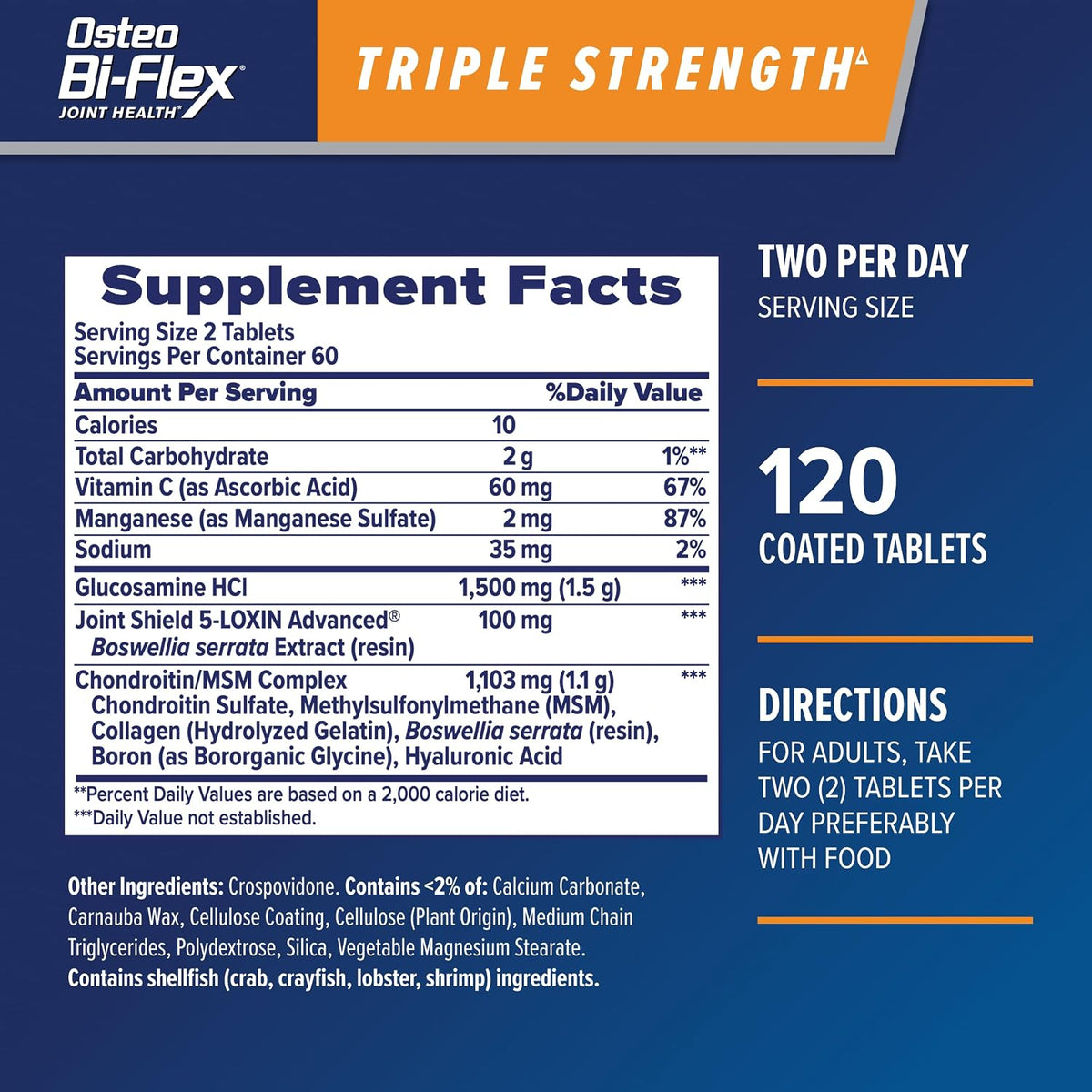 Triple Strength glucosamine chondroitin supplement with 5-Loxin Advanced