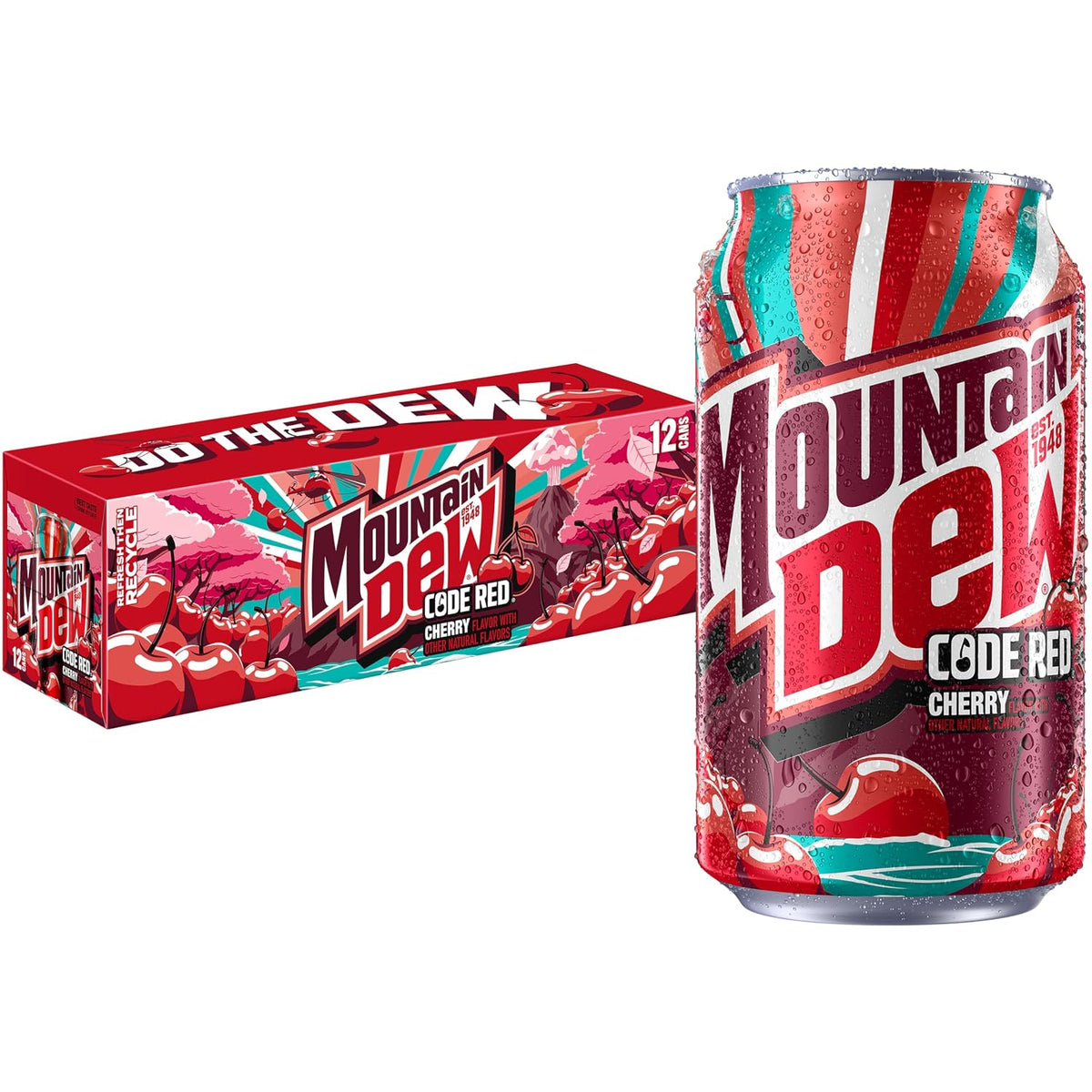 Mountain Dew Code Red 12 oz cherry soda cans