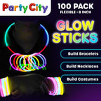 Colorful glow sticks for birthdays and party favors