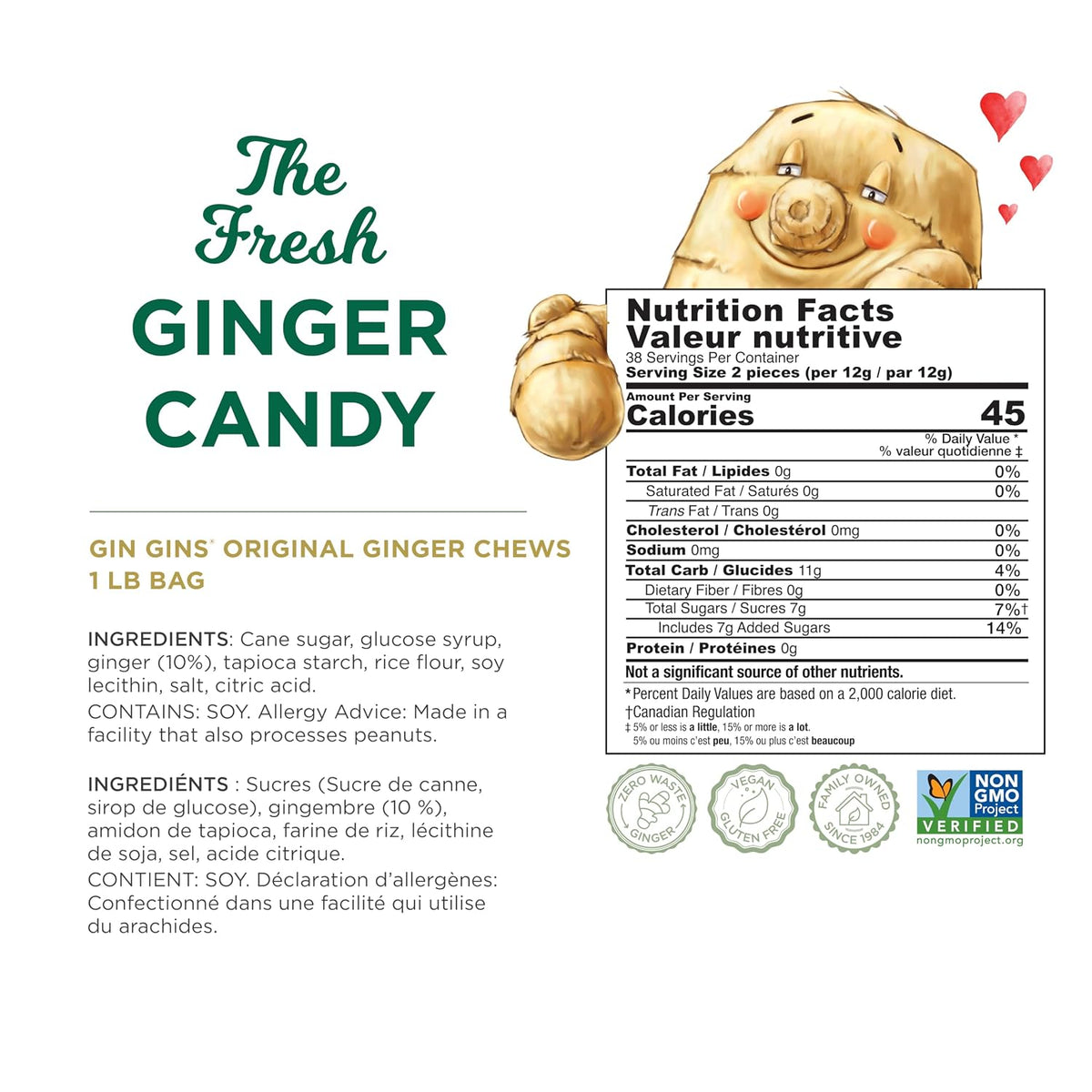 Spicy sweet GIN GINS ginger candy by The Ginger People