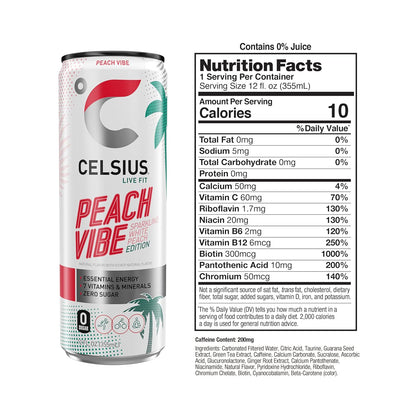 CELSIUS Peach Vibe 12 fl oz can pack