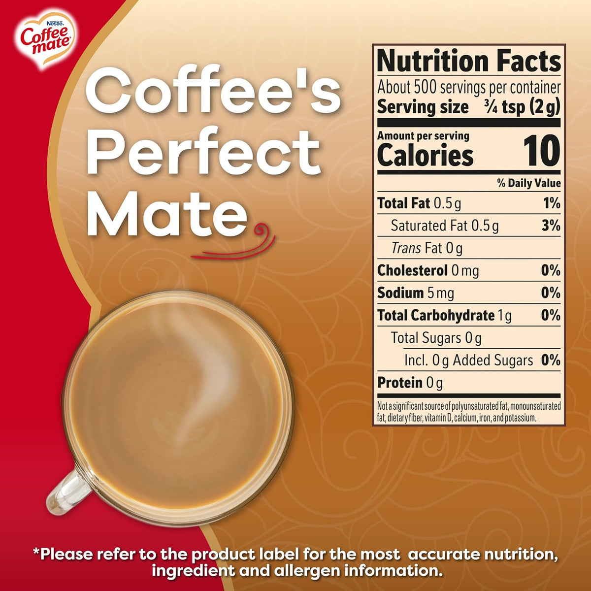 Coffee Mate powdered creamer easy grip canister