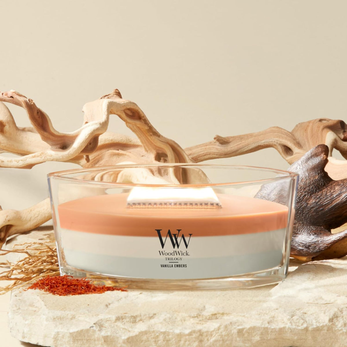 WoodWick jar candle with premium plant wax blend