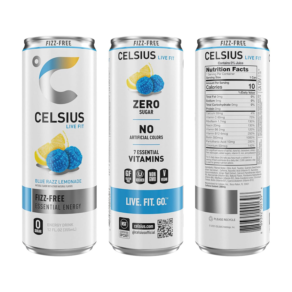 CELSIUS Fizz Free energy drink pack with 12 fl oz cans