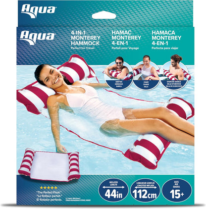 Inflatable hammock pool float for adults and kids
