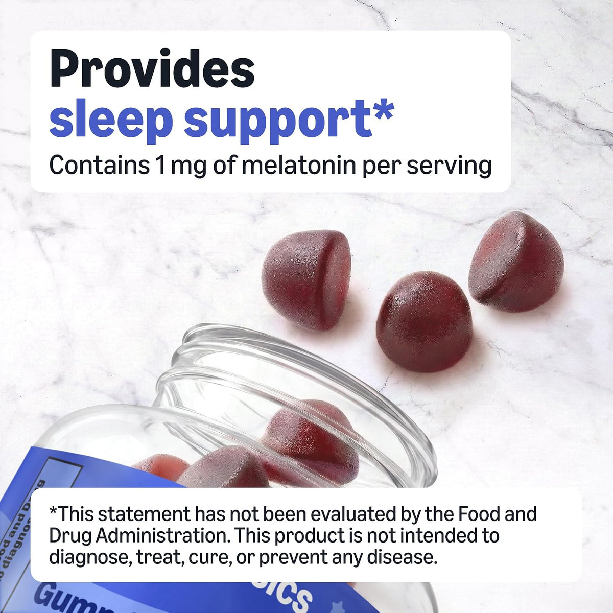 Amazon Basics melatonin gummies supplement label