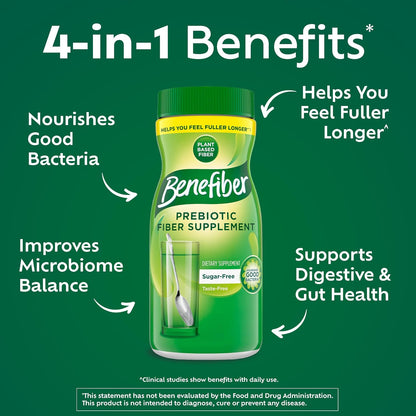 Unflavored Benefiber daily fiber supplement powder