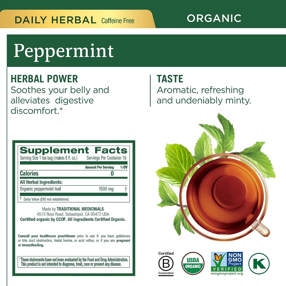 Visit the Traditional Medicinals Store — Traditional Medicinals Organic Spearmint, 16 Tea Bags - product image 76