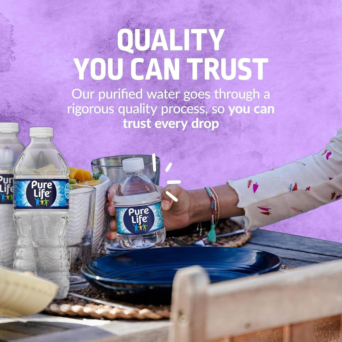 Pure Life purified water bottles for travel and lunch bags
