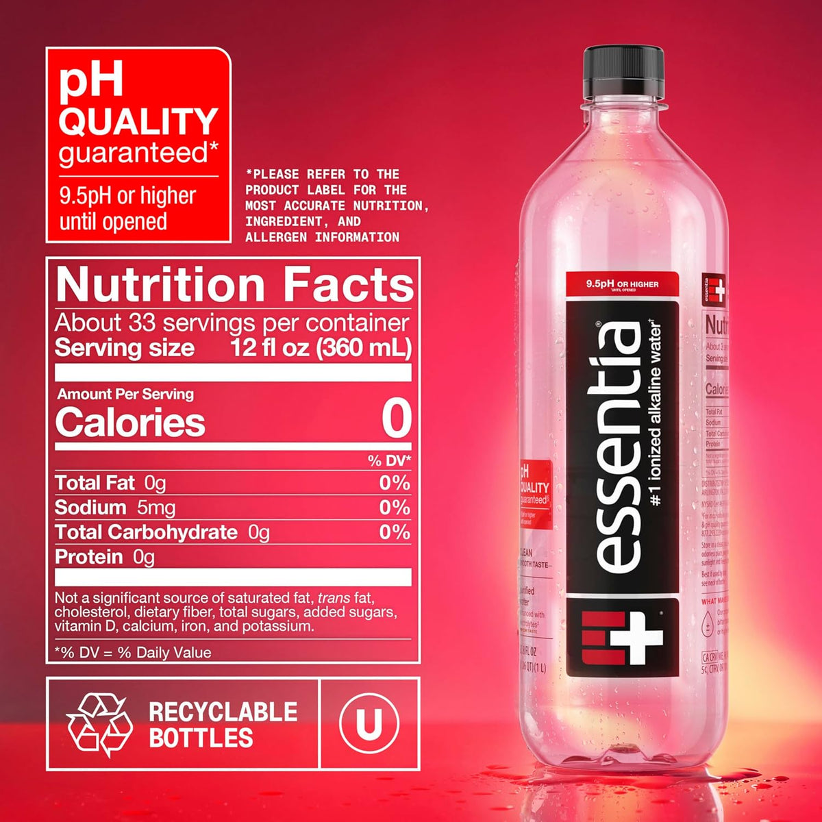 Essentia purified still water with 99.9 percent purity