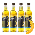 Banana flavored sugar-free beverage syrup bottles