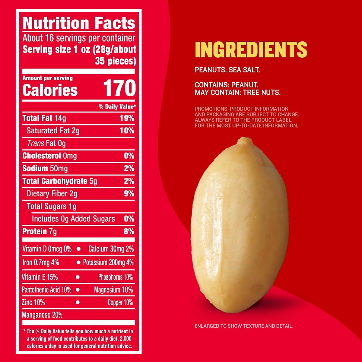 Lightly salted roasted peanuts in resealable can