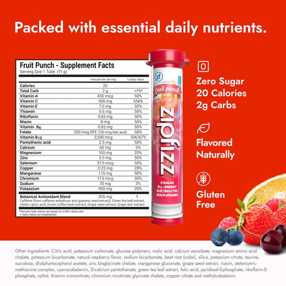 Fruit Punch Zipfizz energy powder packets