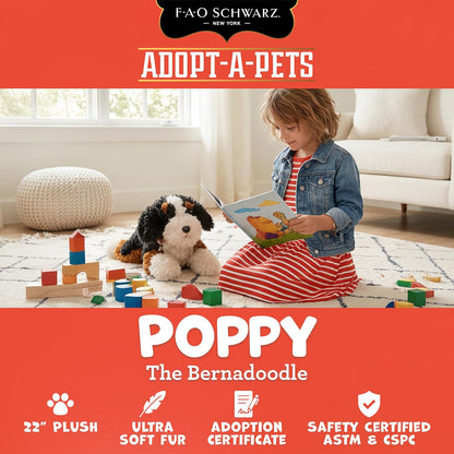 FAO Schwarz plush puppy with adoption certificate