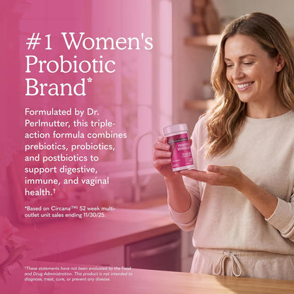 Pre post and probiotic women's pH supplement bottle