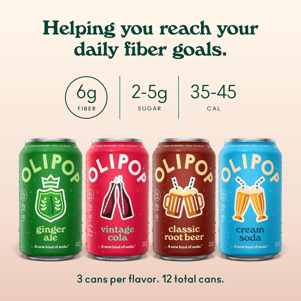 OLIPOP assorted prebiotic soda beverages