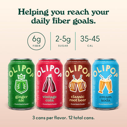 OLIPOP assorted prebiotic soda beverages