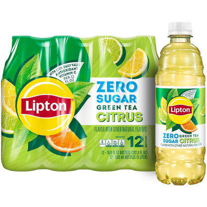 Lipton green tea citrus zero sugar iced tea bottles