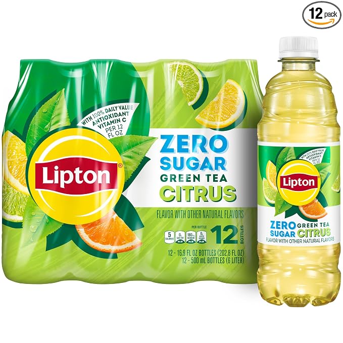 Lipton Zero Sugar Green Tea Citrus 12 pack bottles