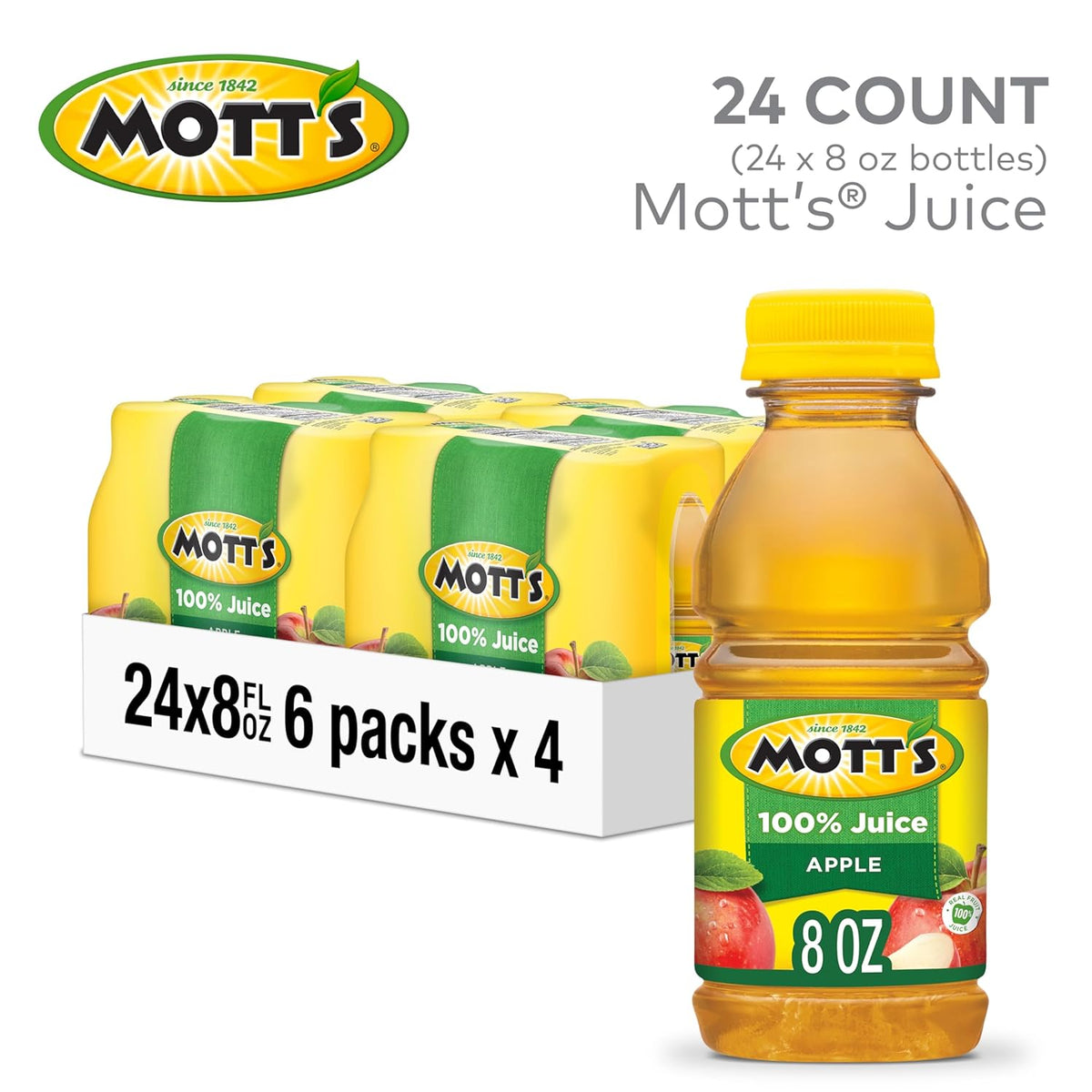 Mott's 100% fruit juice bottle with apple flavor