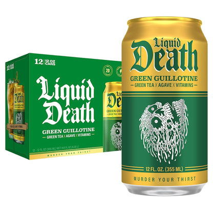 Liquid Death iced tea Green Guillotine cans