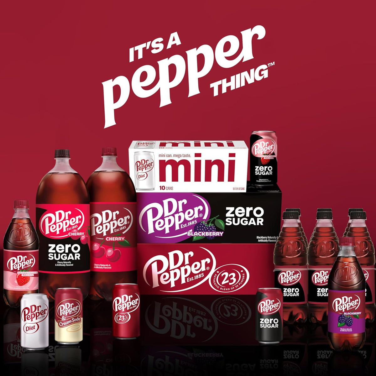 Dr Pepper zero sugar cherry soda cans