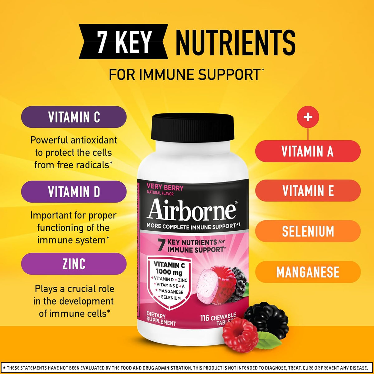 Airborne Very Berry no water chewable supplement