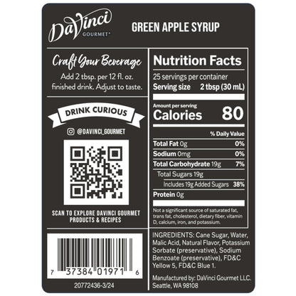 Green apple syrup for cocktails and lemonades