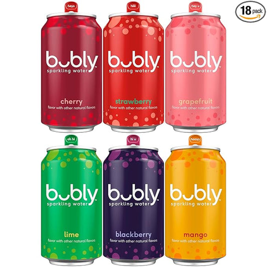 Bubly sparkling water 6 flavor variety pack 18 cans