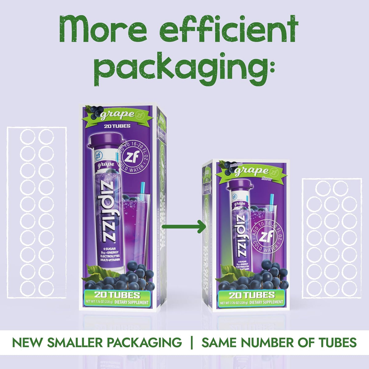 Zipfizz powdered energy drink packets grape