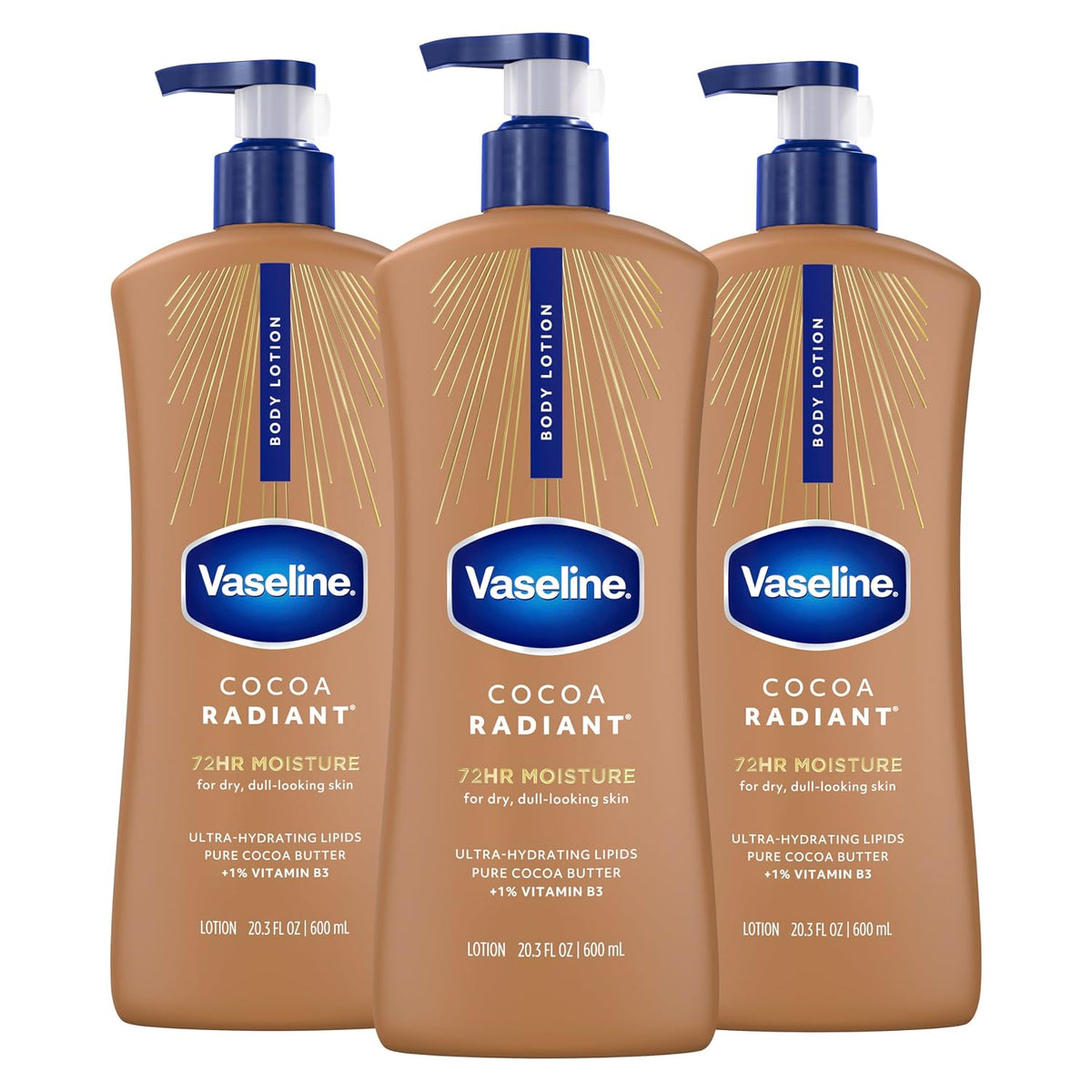 Vaseline cocoa butter lotion for dry skin bottles