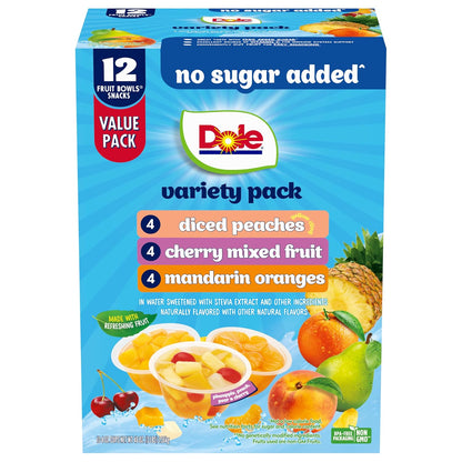 Dole no sugar added mixed fruit cups 4 oz bowls
