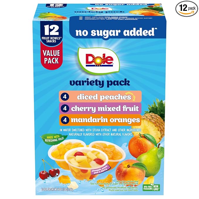 Dole diced peaches mandarin oranges and cherry mixed fruit 12 pack