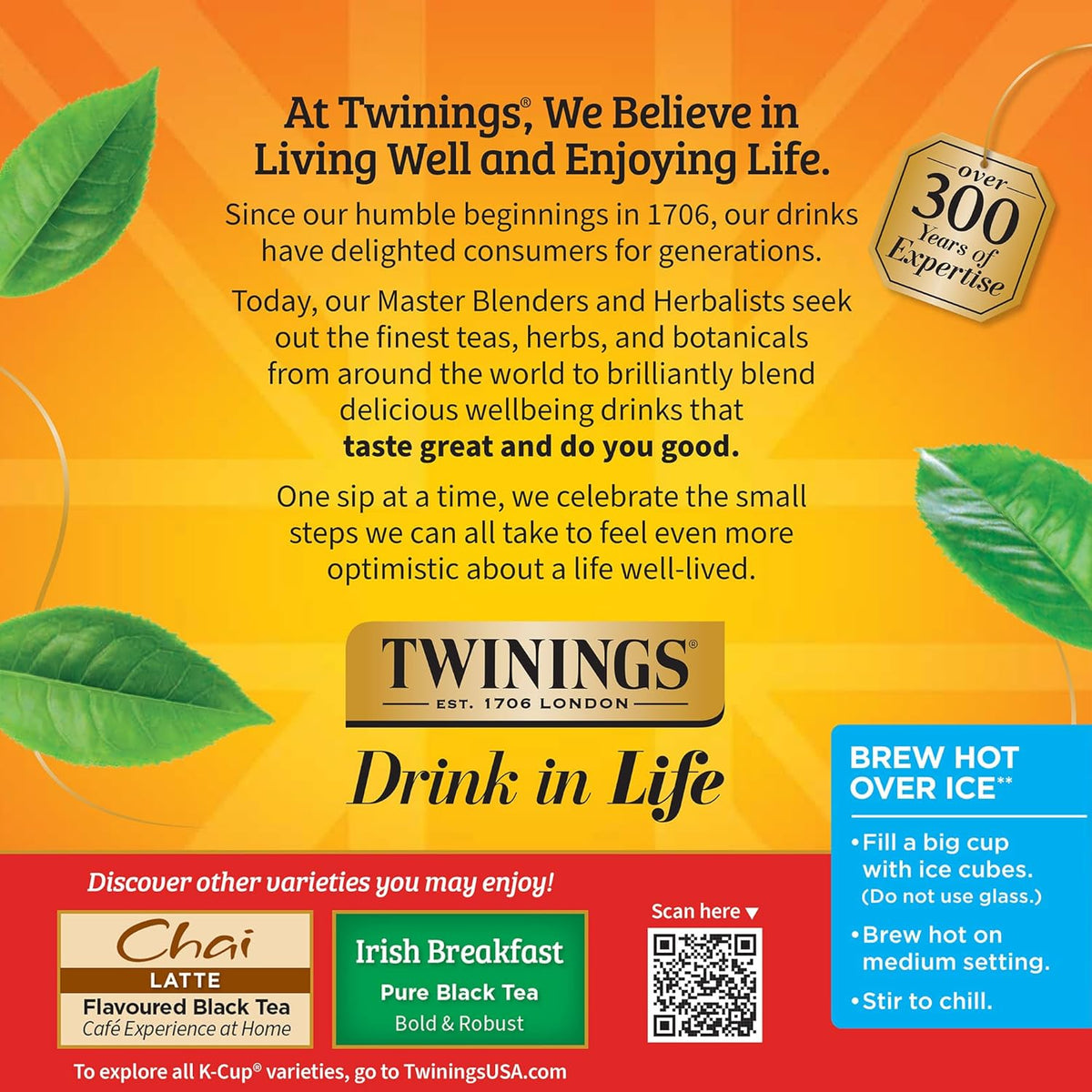 Twinings English Breakfast tea pods hot or iced