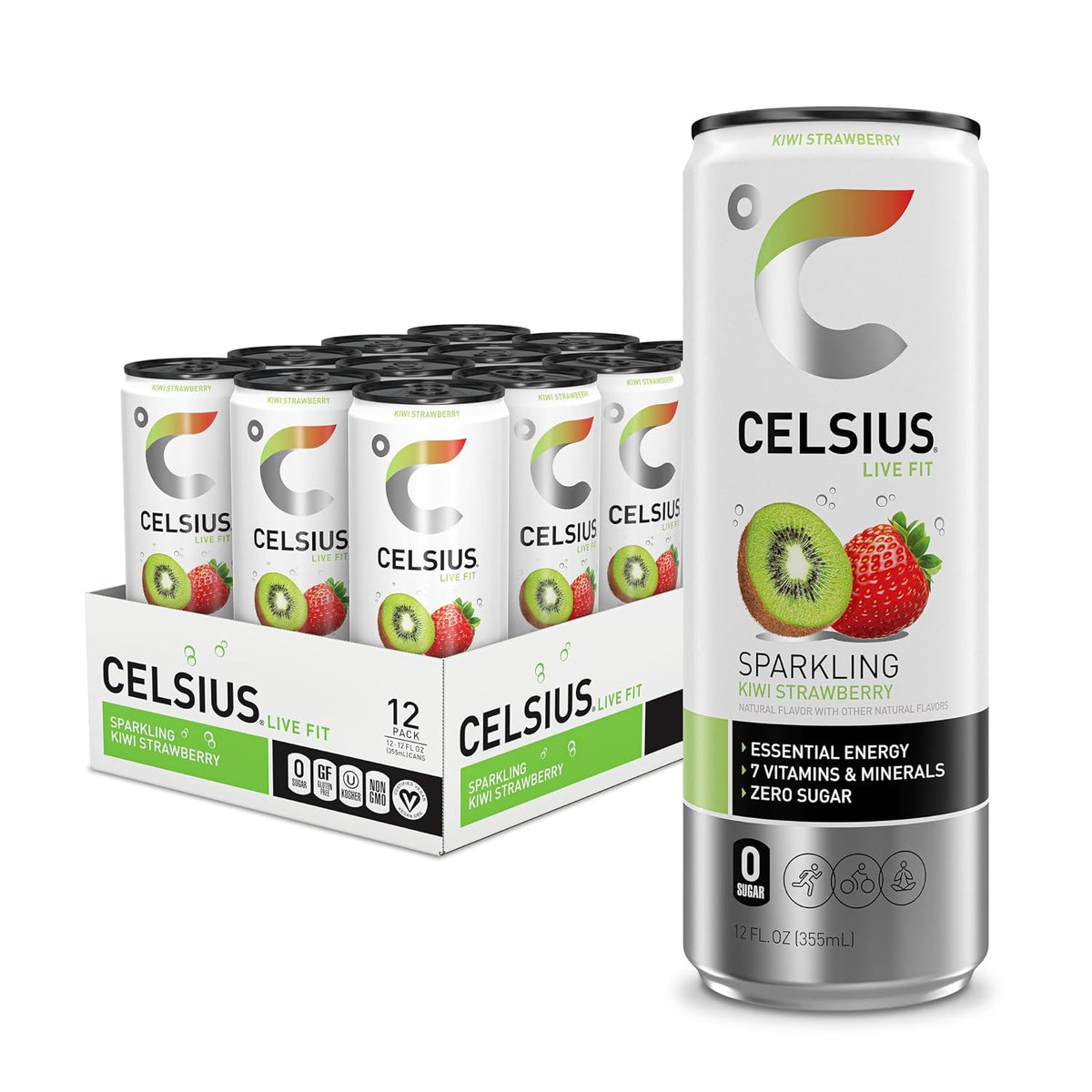 CELSIUS Kiwi Strawberry energy drink cans with zero sugar