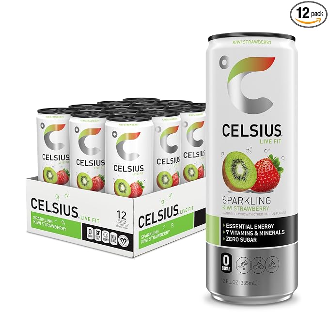 CELSIUS Sparkling Kiwi Strawberry sugar free energy drink 12 pack