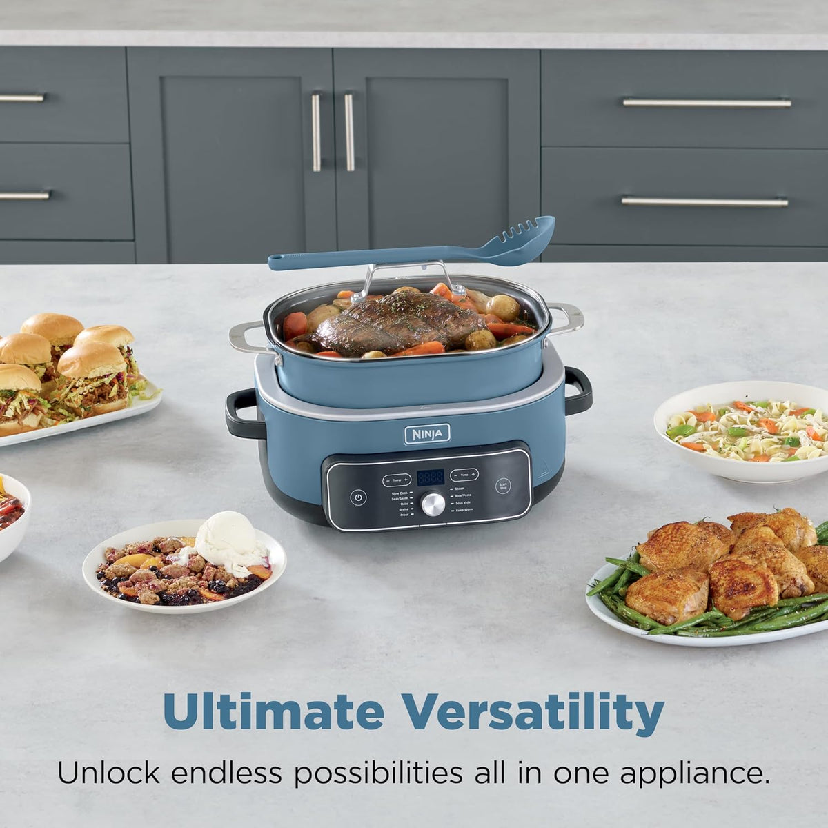 Ninja 9-in-1 multi-cooker with Blue Macaron finish