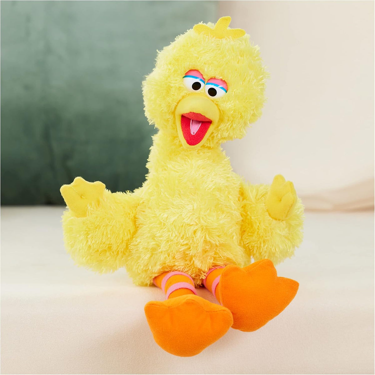 Sesame Street Big Bird stuffed animal with striped legs