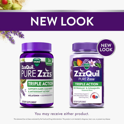 ZzzQuil Triple Action sleep aid gummies packaging details