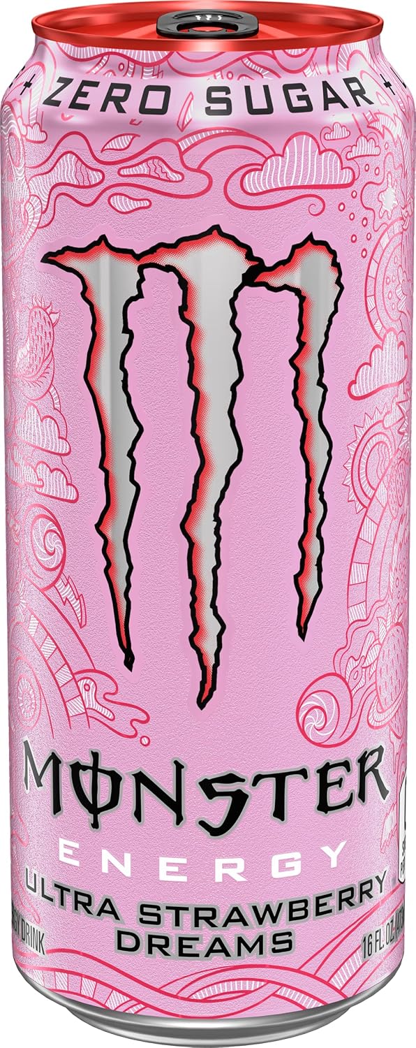 Sugar free strawberry Monster energy drink 16 ounce