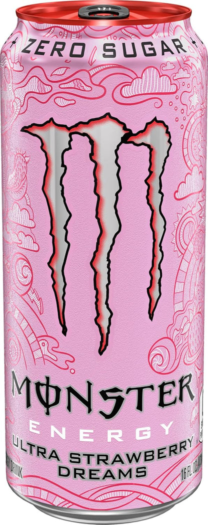 Sugar free strawberry Monster energy drink 16 ounce