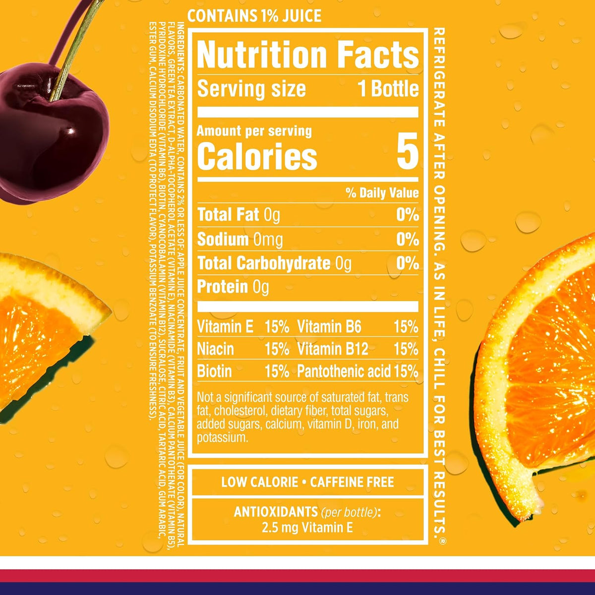 Zero sugar low calorie fruit punch sparkling beverage
